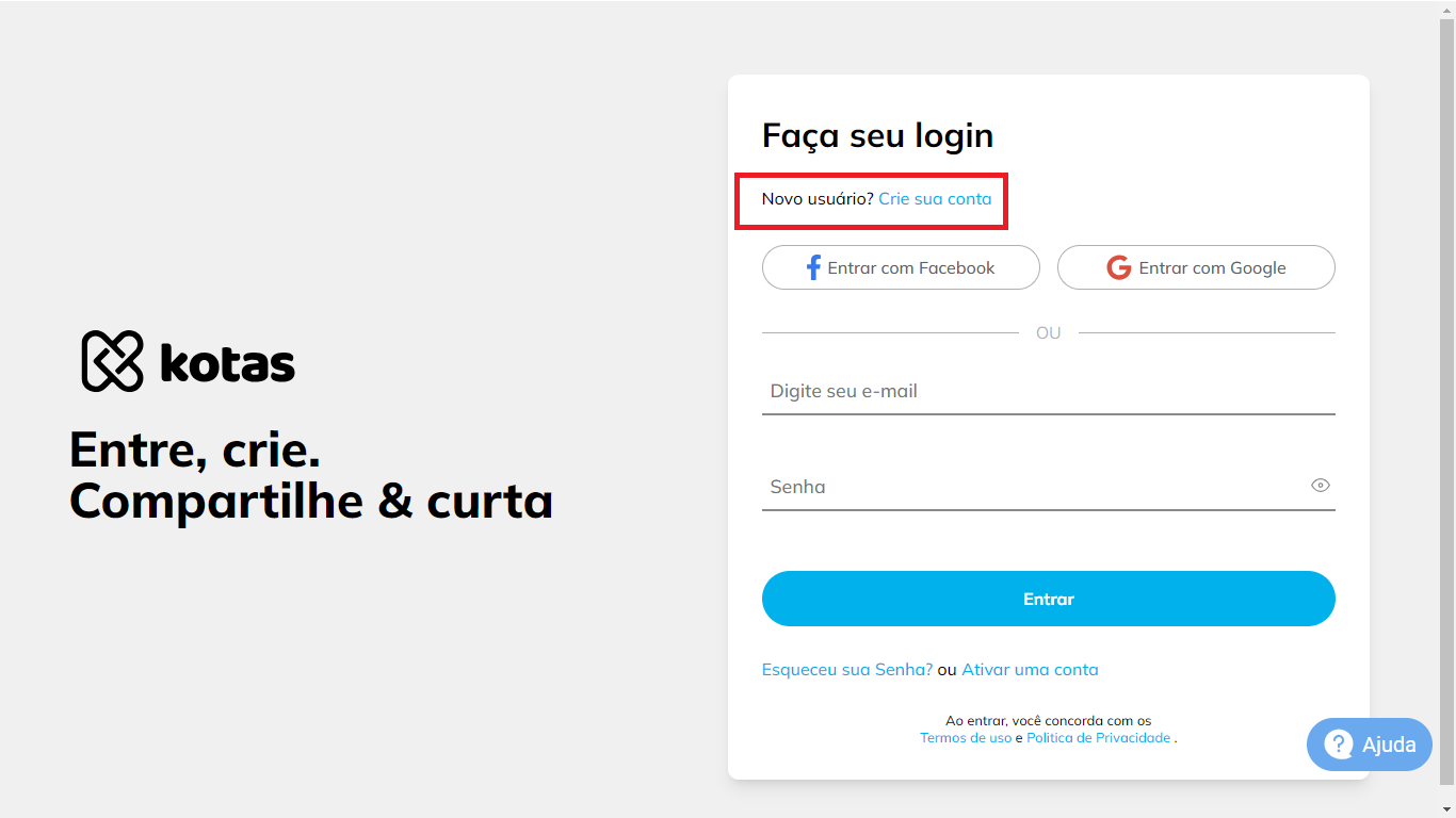 Passo 1: Crie sua conta no Kotas